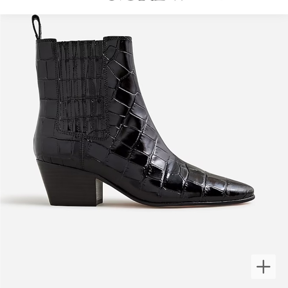 J.CREW Piper ankle boots in Italian croc-embossed leather